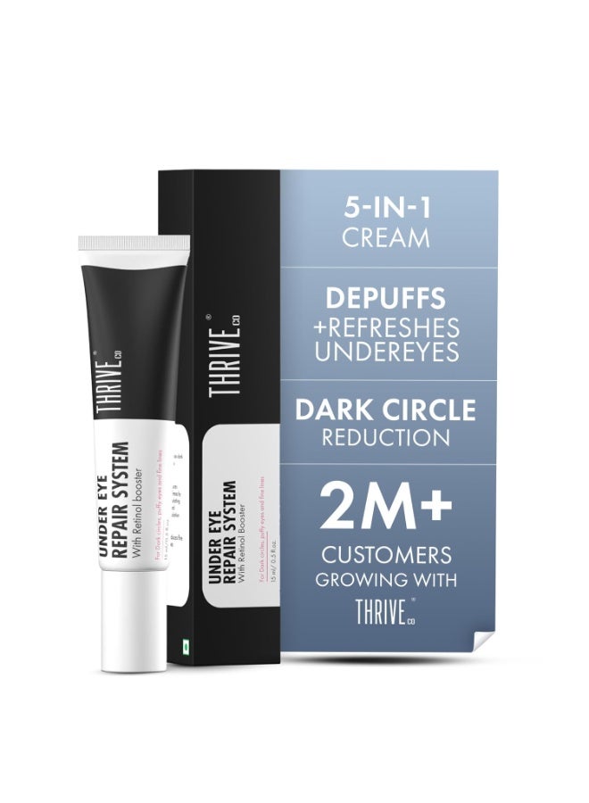 ThriveCo Anti-Ageing Under Eye Repair Cream for Dark Circles, Fine Lines, Wrinkles & Puffiness | With Retinol, Niacinamide & CollaRev for Men & Women | 15 ml - Image 1
